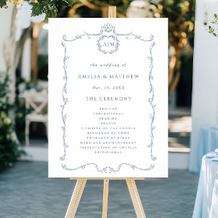 Modern Classic French Wedding Ceremony Program  Poster