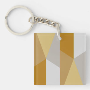 Modern Classic Geometric Golden Yellow, Grey Art Key Ring
