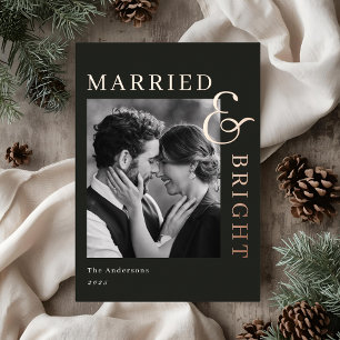 Modern Classic Gold Foil Married and Bright Foil Holiday Card