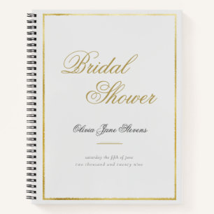Modern Classic Gold Frame Bridal Shower Gift List Notebook