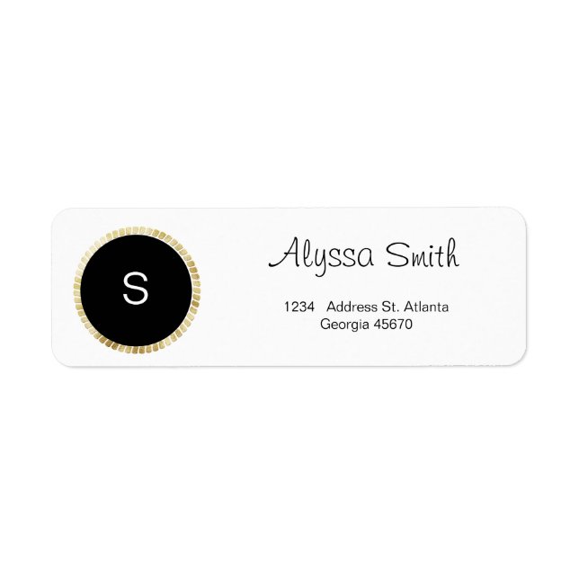 Modern Classic Gold Luxe Monogram Label Return Address Label (Front)