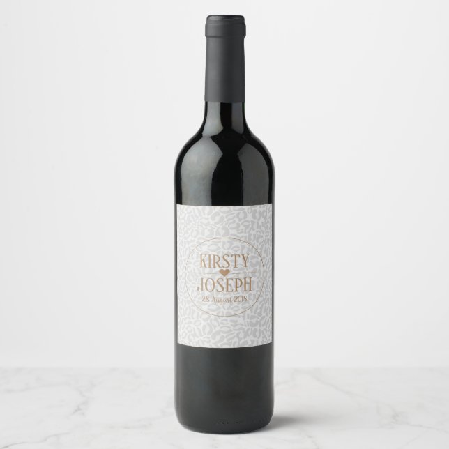 Modern Classic Gold Wedding elegant Pattern Wine Label (Front)