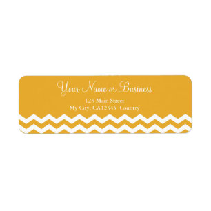 Modern, classic golden and  white chevron custom return address label