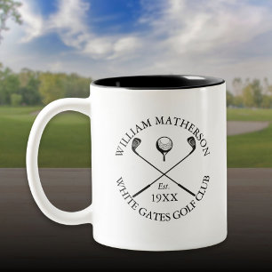 Modern Classic Golf Club Name Personalised Two-Tone Coffee Mug