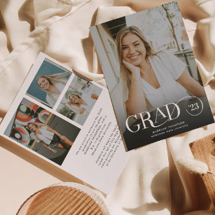 Modern Classic Grad Photo Collage Graduation Announcement