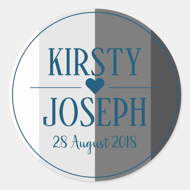Modern Classic Gray Blue Wedding Sticker (Front)