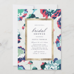 Modern classic green abstract floral Bridal Shower Invitation