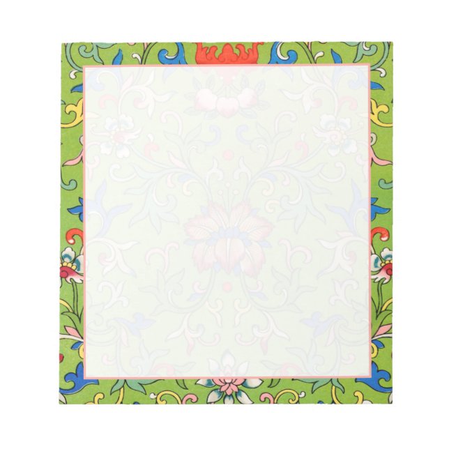 Modern Classic Green Chinoiserie Notepad (Front)