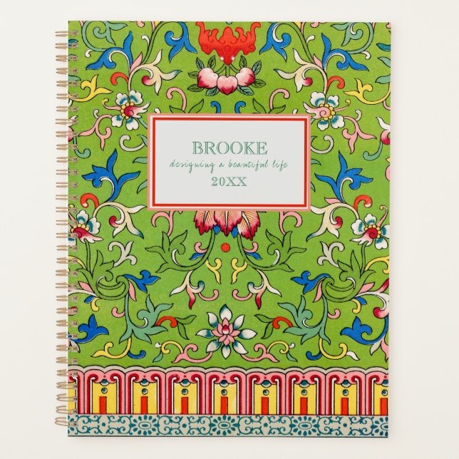 Modern Classic Green Chinoiserie Planner (Front)