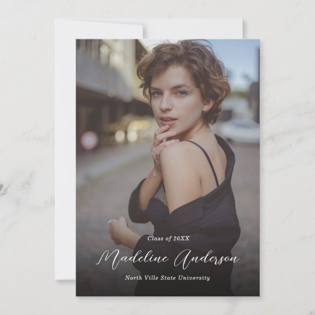 Modern Classic Green Photo Collage Graduation Announcement (Front)