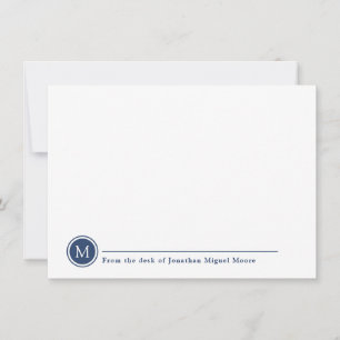 Modern Classic Indigo Monogram Line Circle  Card