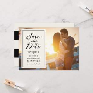 Modern Classic Ivory Box Plate Photo Save The Date Invitation