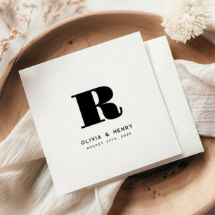 Modern Classic Last Name Initial Wedding Napkin