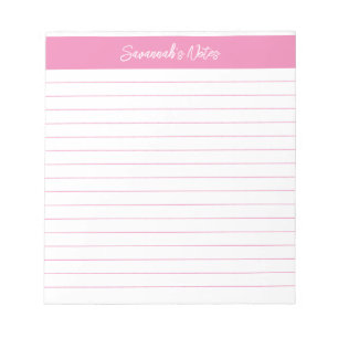 Modern Classic Light Pink Script Personalised Notepad