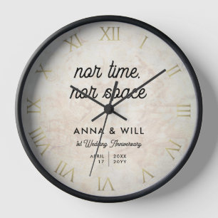 Modern Classic Love Quote 1st Wedding Anniversary Clock