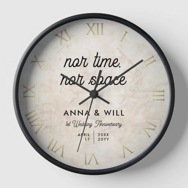 Modern Classic Love Quote 1st Wedding Anniversary Clock (Front)