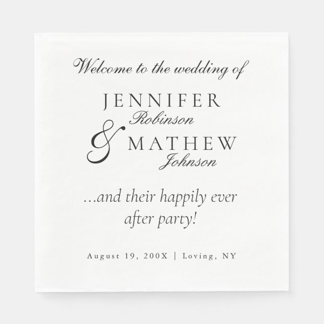 Modern Classic Minimalist Wedding Napkin (Front)