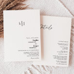 Modern Classic Monogram Details All In One Wedding Invitation<br><div class="desc">This modern classic monogram details all in one wedding invitation is perfect for your elegant modern wedding. This design features black simple calligraphy off set on a neutral bright white background to match your classic traditional wedding or minimalist boho wedding in the spring, summer, fall, or winter. Please feel free...</div>