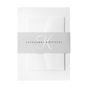 Modern Classic Monogram   Grey Invitation Belly Band