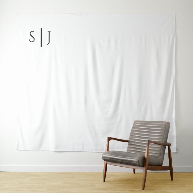 Modern Classic Monogram Wedding Photo Backdrop Tapestry (In Situ (Horizontal))