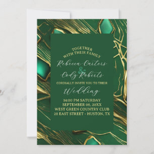 Modern Classic Moody Dark Emerald Green Wedding Invitation