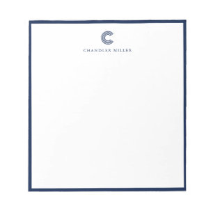 Modern Classic Navy Blue Border Custom Stationery Notepad