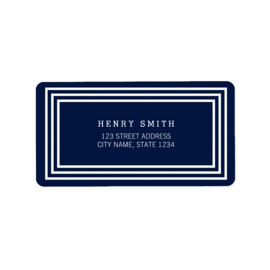 Modern Classic Navy Blue White Borders Address Address Label