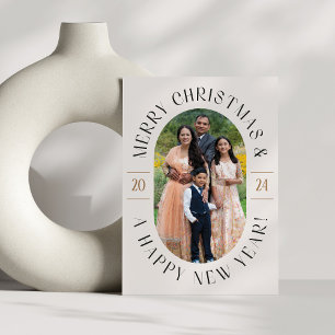 Modern Classic Oval Photo Christmas Card