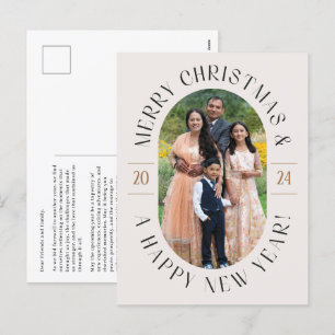 Modern Classic Oval Photo Christmas Postcard
