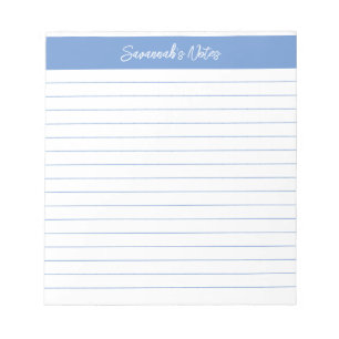 Modern Classic Periwinkle Blue Script Personalised Notepad