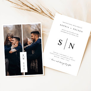 Modern Classic Photo Monogram Wedding Invitation