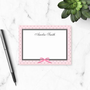 Modern Classic Pink Black Polka Dot Pink Ribbon Post-it Notes