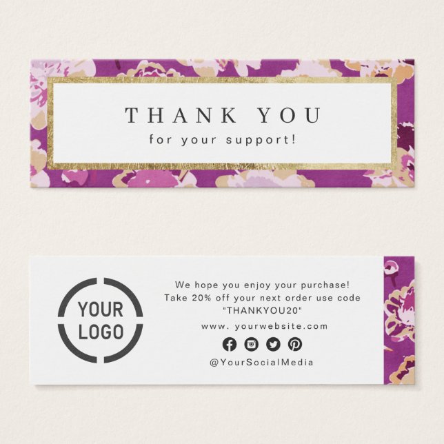 Modern classic purple abstract floral business (Front & Back)