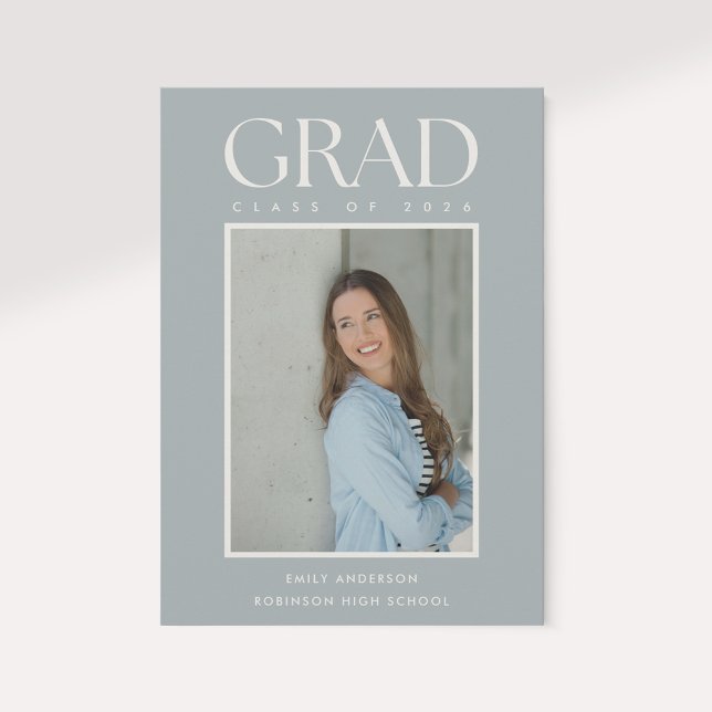 Modern Classic Sage Graduation Photo Announcement (Creator Uploaded)