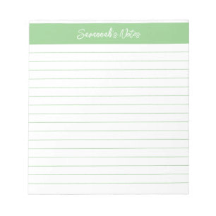 Modern Classic Sage Green Script Personalised Notepad