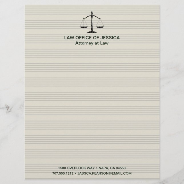 Modern Classic Scales Of Justice Law Letterhead (Front)