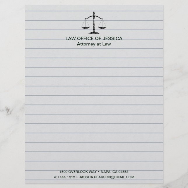 Modern Classic Scales Of Justice Law Letterhead (Front)