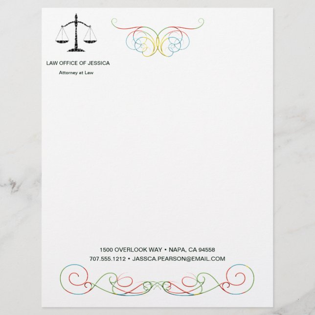 Modern Classic Scales Of Justice Law Letterhead (Front)