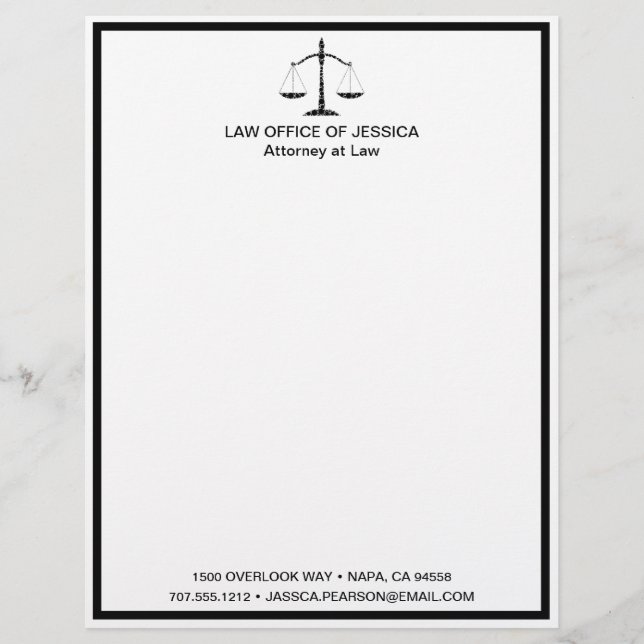 Modern Classic Scales Of Justice Law Letterhead (Front)