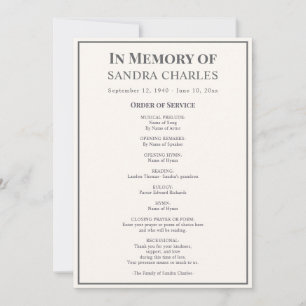 Modern Classic Simple Funeral Memorial Program