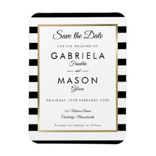 Modern Classic Stripe Save the Date Magnet