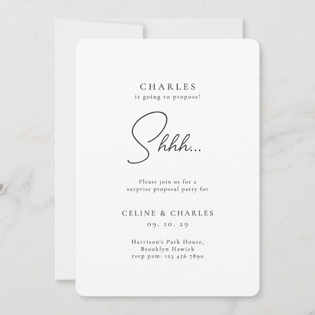Modern Classic Surprise Proposal Rounded Invitation (Front)