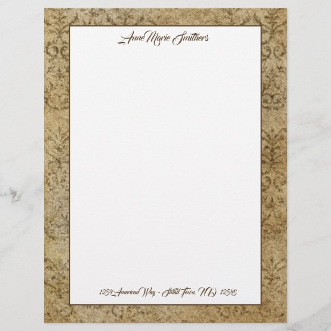 Modern Classic Tan Granite Custom Letterhead (Front)