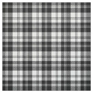 Modern classic tartan Christmas plaid black white  Fabric