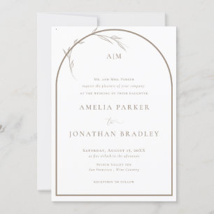 Modern Classic Taupe   Formal Wedding Invitation
