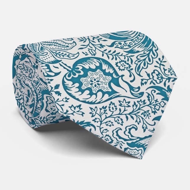 Modern Classic Tie – Royal Blue Floral (Rolled)