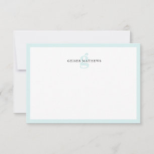 Modern Classic Typographic Soft Blue Monogram Card