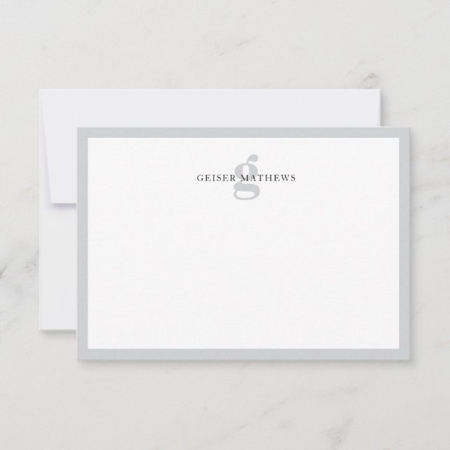 Modern Classic Typographic Soft Grey Monogram Card (Front)