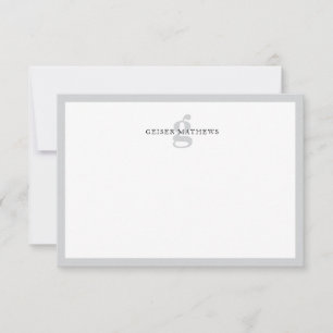 Modern Classic Typographic Soft Grey Monogram Card