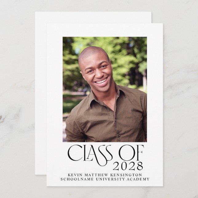 Modern Classic Typography Photo Graduation Announcement (Front/Back)
